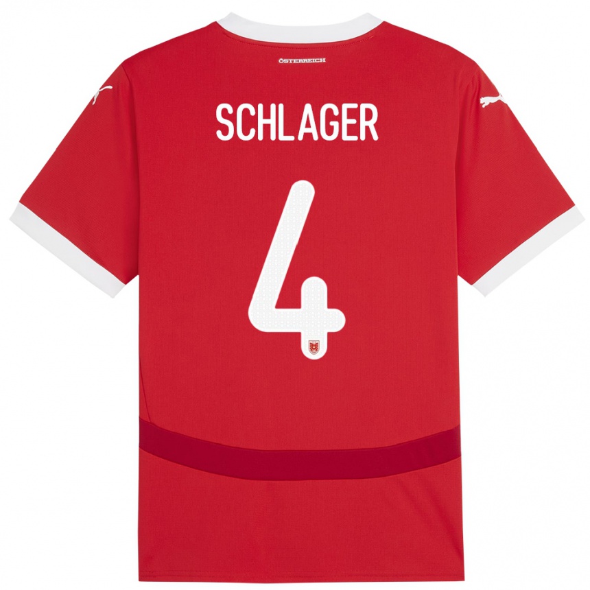 Niño Fútbol Camiseta Austria Xaver Schlager #4 Rojo 1ª Equipación 24-26 Argentina