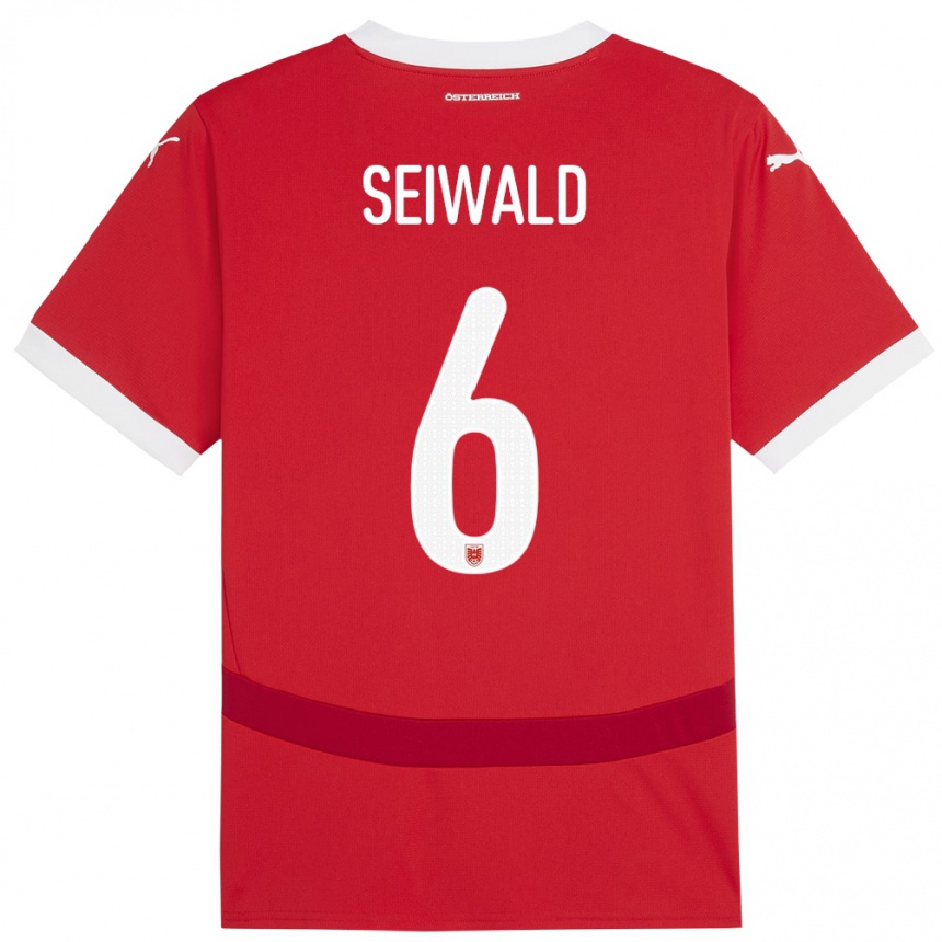 Niño Fútbol Camiseta Austria Nicolas Seiwald #6 Rojo 1ª Equipación 24-26 Argentina