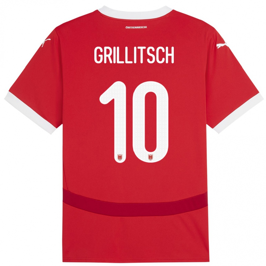 Niño Fútbol Camiseta Austria Florian Grillitsch #10 Rojo 1ª Equipación 24-26 Argentina