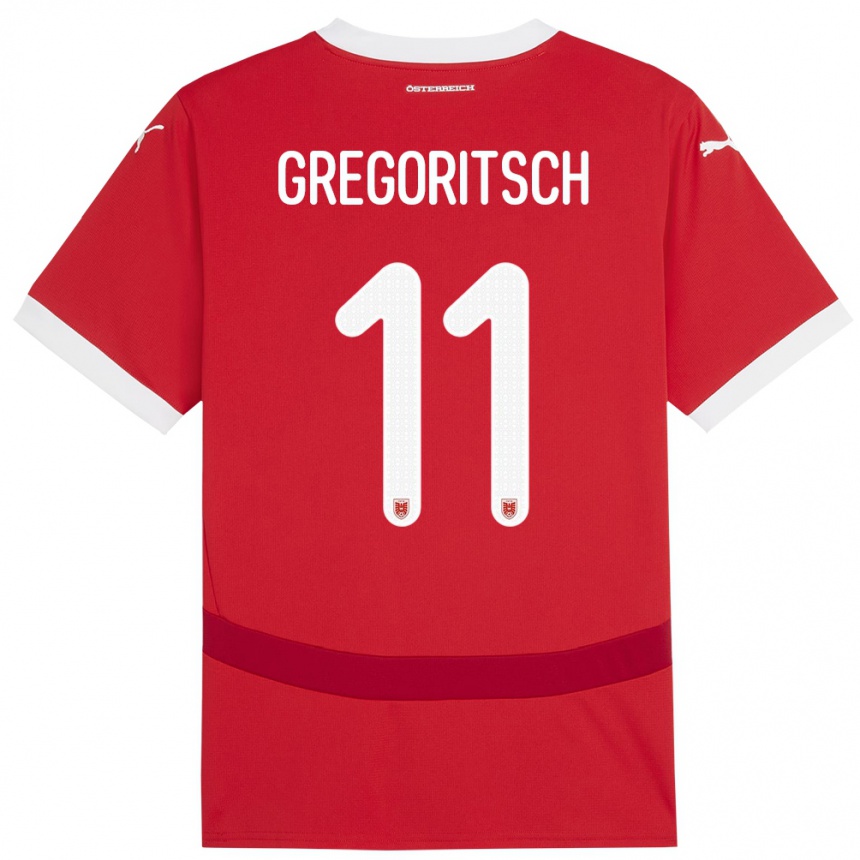 Niño Fútbol Camiseta Austria Michael Gregoritsch #11 Rojo 1ª Equipación 24-26 Argentina