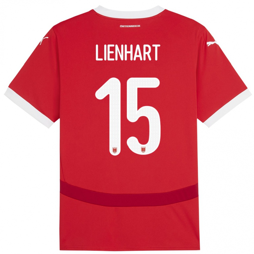 Niño Fútbol Camiseta Austria Philipp Lienhart #15 Rojo 1ª Equipación 24-26 Argentina