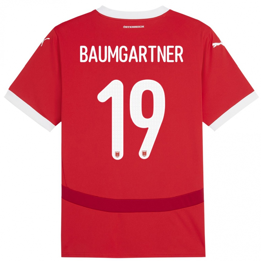 Niño Fútbol Camiseta Austria Christoph Baumgartner #19 Rojo 1ª Equipación 24-26 Argentina