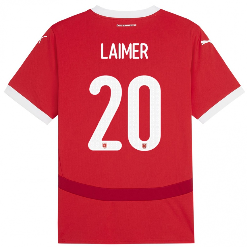 Niño Fútbol Camiseta Austria Konrad Laimer #20 Rojo 1ª Equipación 24-26 Argentina