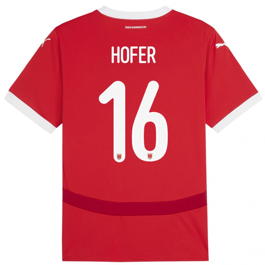 Niño Fútbol Camiseta Austria Raphael Hofer #16 Rojo 1ª Equipación 24-26 Argentina