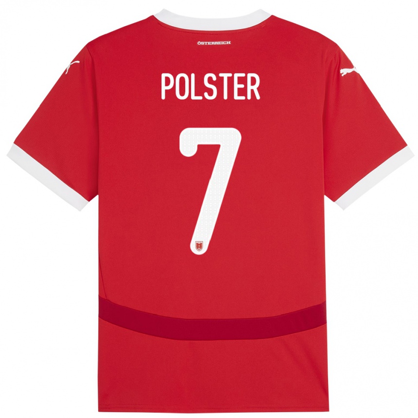 Niño Fútbol Camiseta Austria Manuel Polster #7 Rojo 1ª Equipación 24-26 Argentina