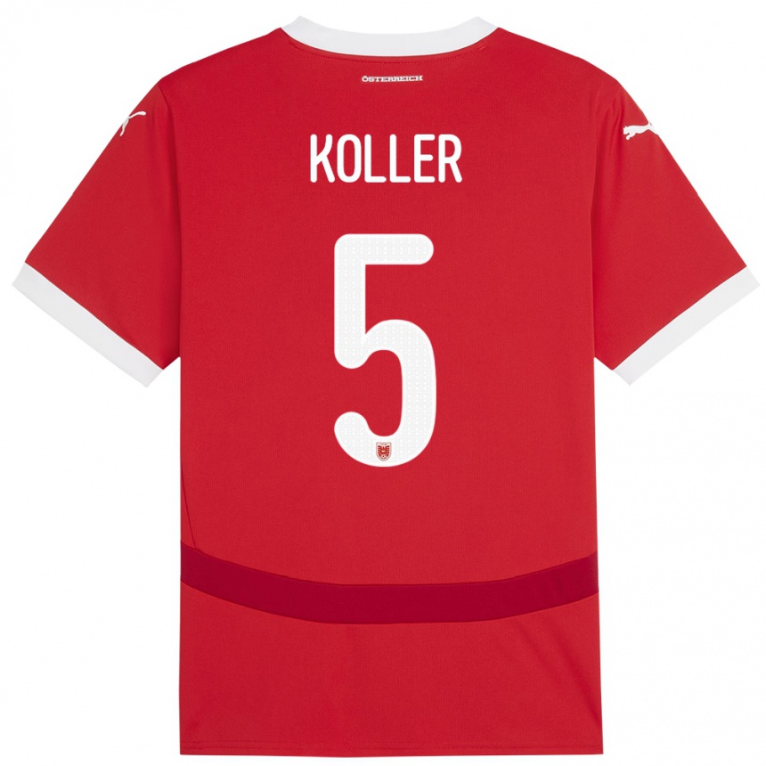 Niño Fútbol Camiseta Austria Paul Koller #5 Rojo 1ª Equipación 24-26 Argentina