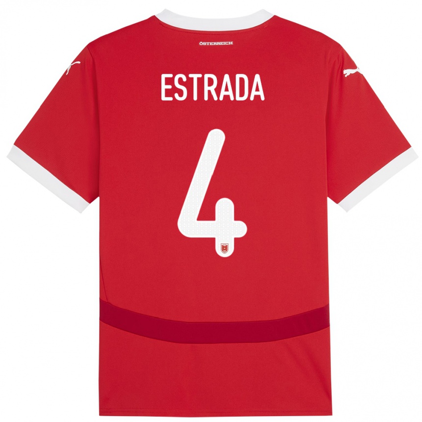 Niño Fútbol Camiseta Austria Pascal Estrada #4 Rojo 1ª Equipación 24-26 Argentina