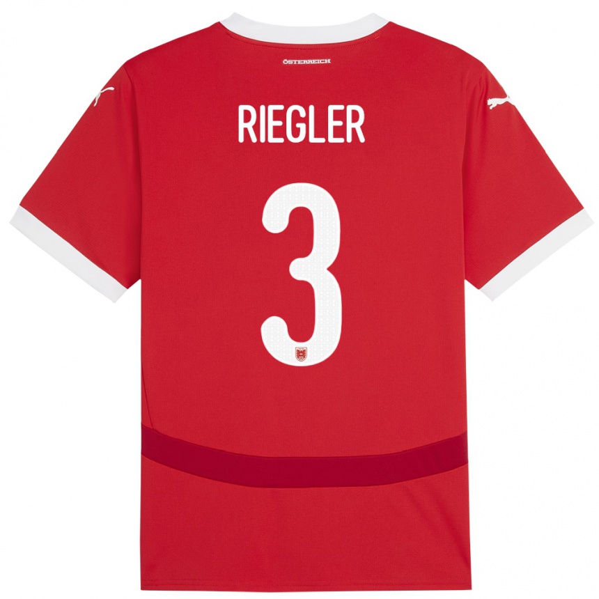 Niño Fútbol Camiseta Austria David Riegler #3 Rojo 1ª Equipación 24-26 Argentina