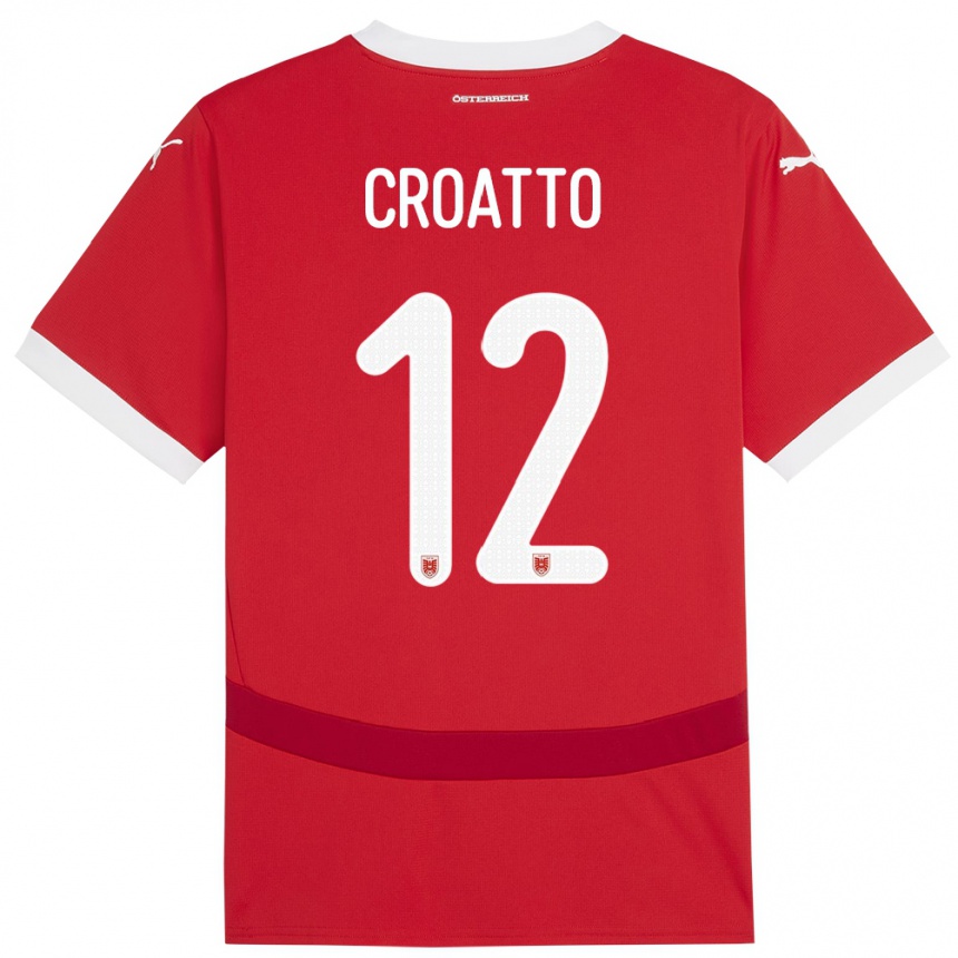 Niño Fútbol Camiseta Austria Michela Croatto #12 Rojo 1ª Equipación 24-26 Argentina