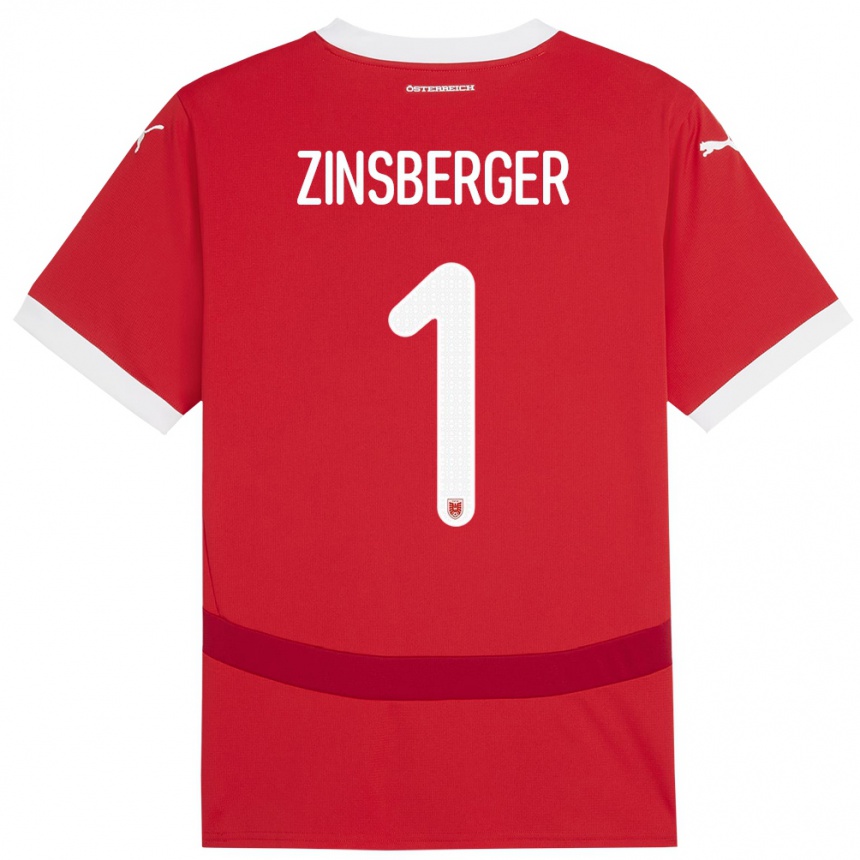 Niño Fútbol Camiseta Austria Manuela Zinsberger #1 Rojo 1ª Equipación 24-26 Argentina