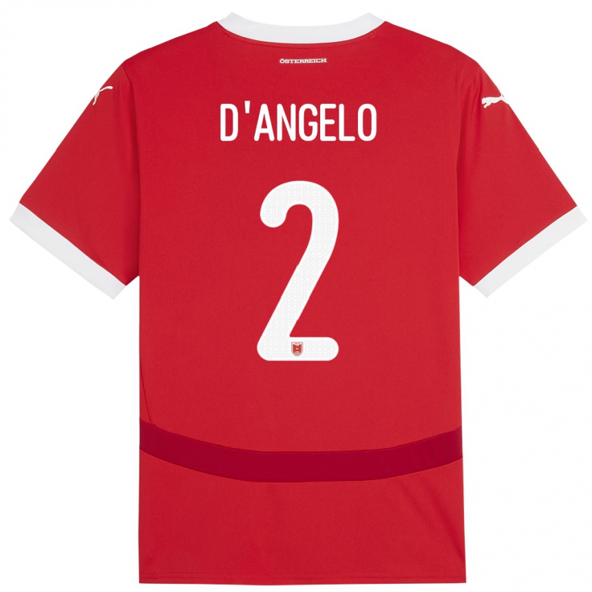 Niño Fútbol Camiseta Austria Chiara D’angelo #2 Rojo 1ª Equipación 24-26 Argentina