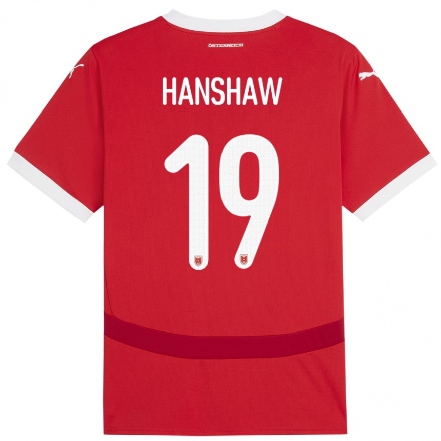 Niño Fútbol Camiseta Austria Verena Hanshaw #19 Rojo 1ª Equipación 24-26 Argentina