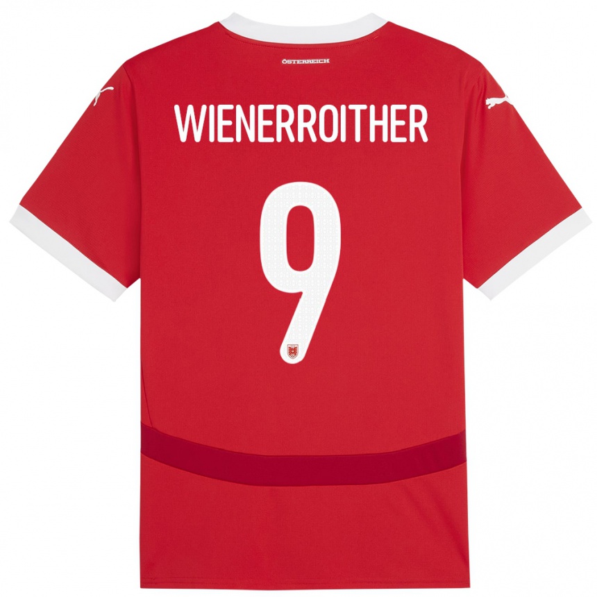 Niño Fútbol Camiseta Austria Katja Wienerroither #9 Rojo 1ª Equipación 24-26 Argentina