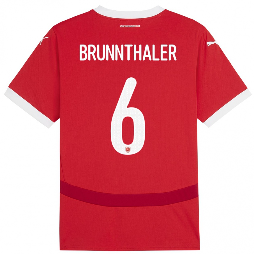 Niño Fútbol Camiseta Austria Melanie Brunnthaler #6 Rojo 1ª Equipación 24-26 Argentina