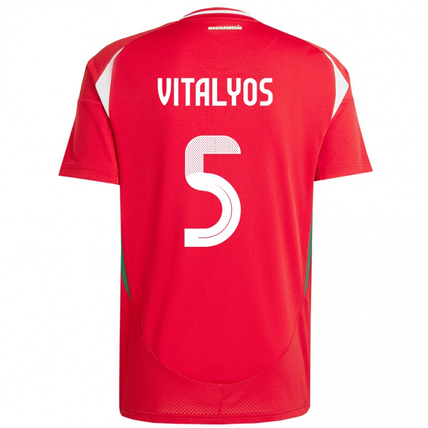 Niño Fútbol Camiseta Hungría Viktor Vitályos #5 Rojo 1ª Equipación 24-26 Argentina