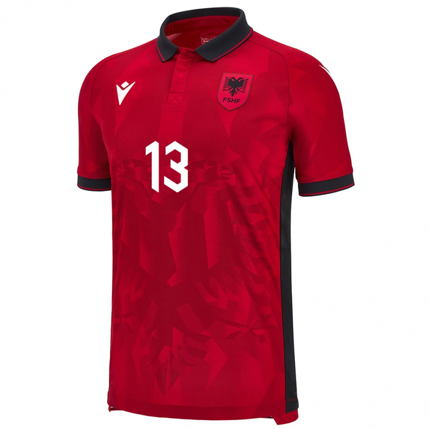 Niño Fútbol Camiseta Albania Paulo Buxhelaj #13 Rojo 1ª Equipación 24-26 Argentina