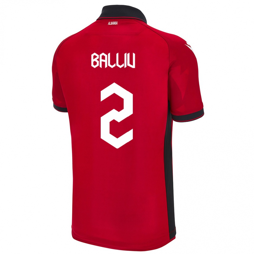 Niño Fútbol Camiseta Albania Iván Balliu #2 Rojo 1ª Equipación 24-26 Argentina