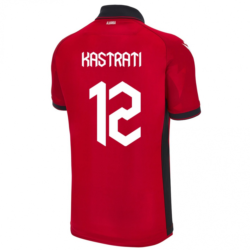 Niño Fútbol Camiseta Albania Elhan Kastrati #12 Rojo 1ª Equipación 24-26 Argentina