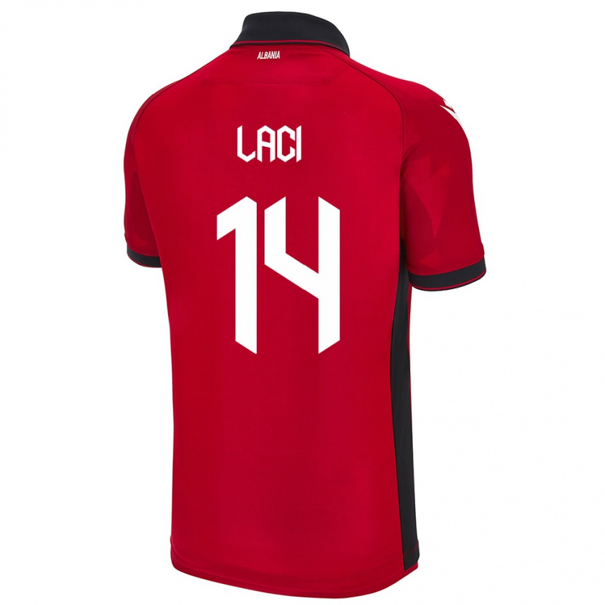 Niño Fútbol Camiseta Albania Qazim Laci #14 Rojo 1ª Equipación 24-26 Argentina