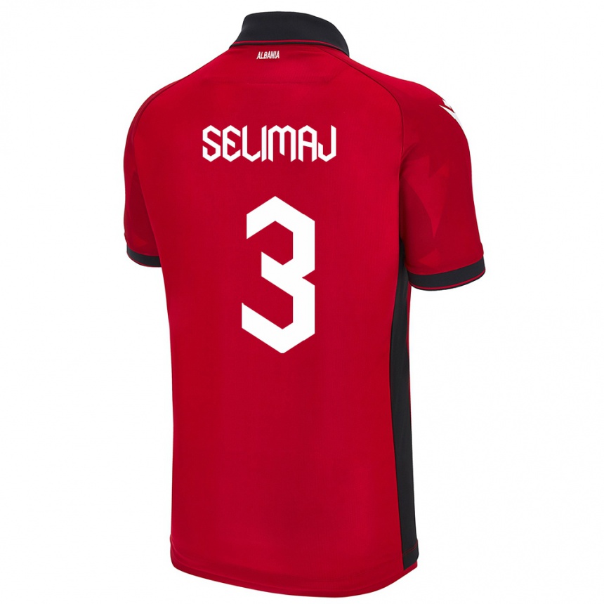 Niño Fútbol Camiseta Albania Ermis Selimaj #3 Rojo 1ª Equipación 24-26 Argentina