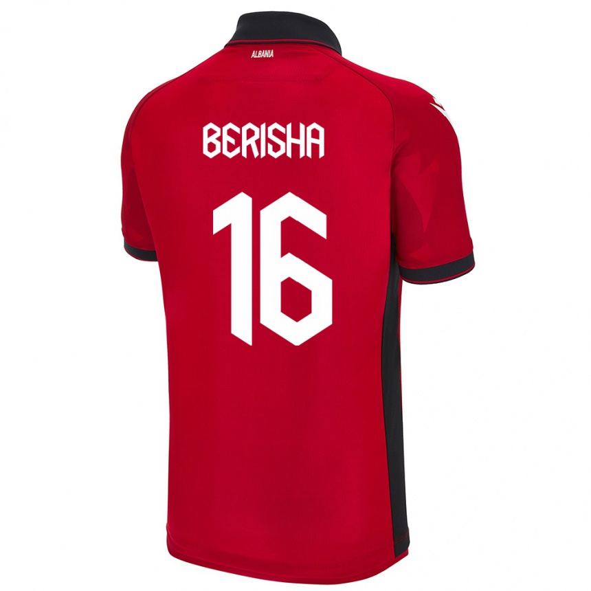 Niño Fútbol Camiseta Albania Medon Berisha #16 Rojo 1ª Equipación 24-26 Argentina