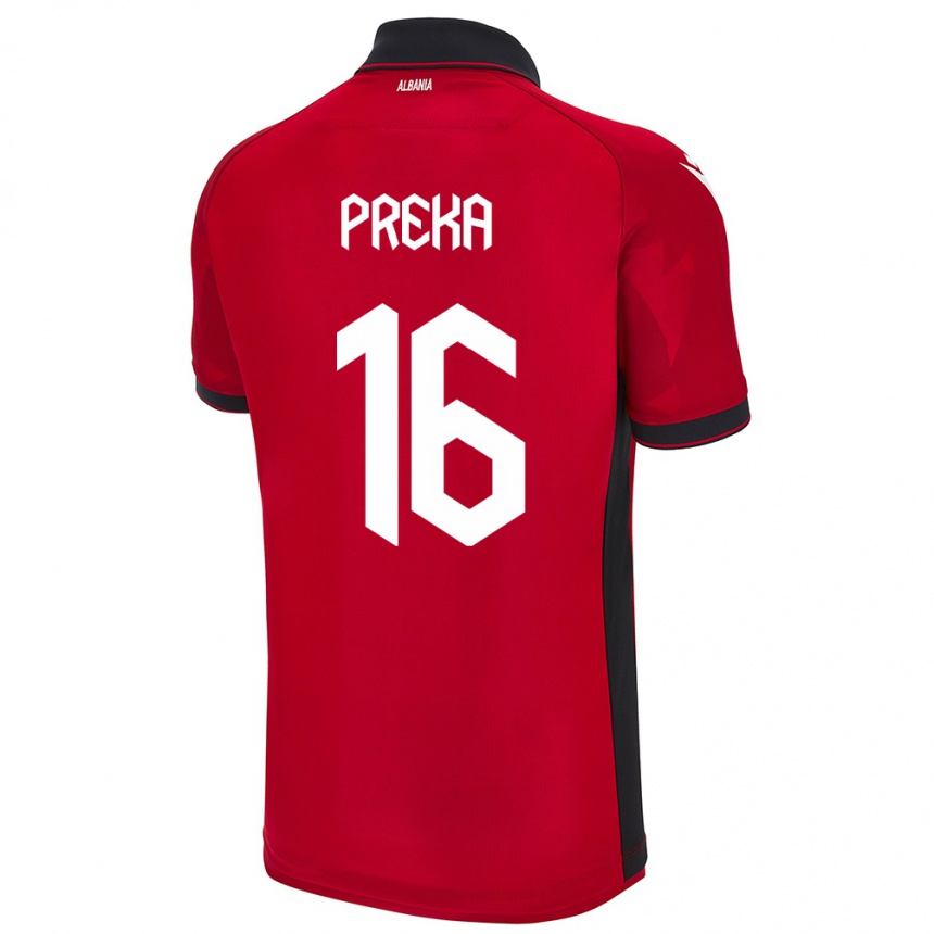 Niño Fútbol Camiseta Albania Marcelino Preka #16 Rojo 1ª Equipación 24-26 Argentina