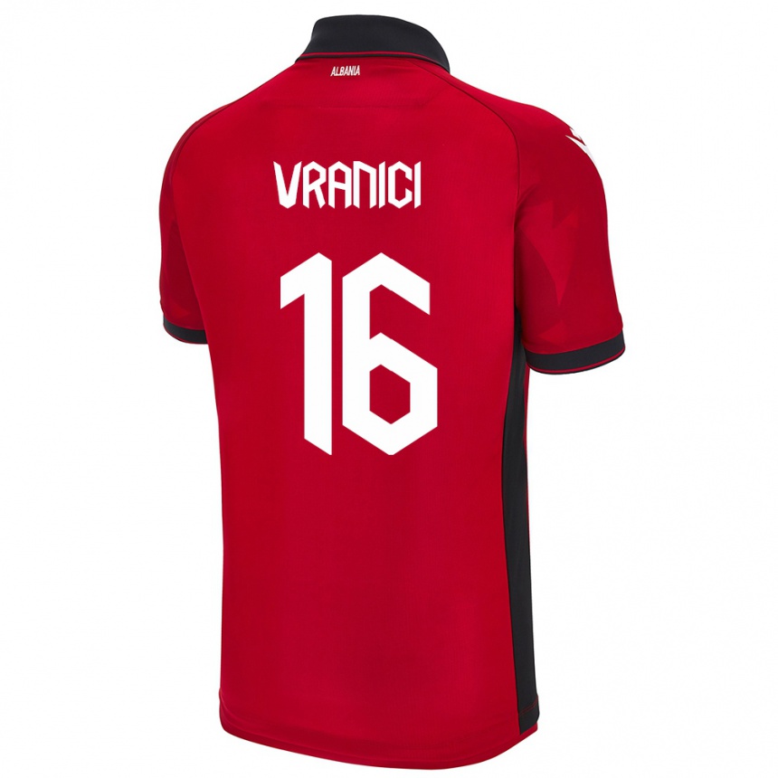 Niño Fútbol Camiseta Albania Dean Vranici #16 Rojo 1ª Equipación 24-26 Argentina