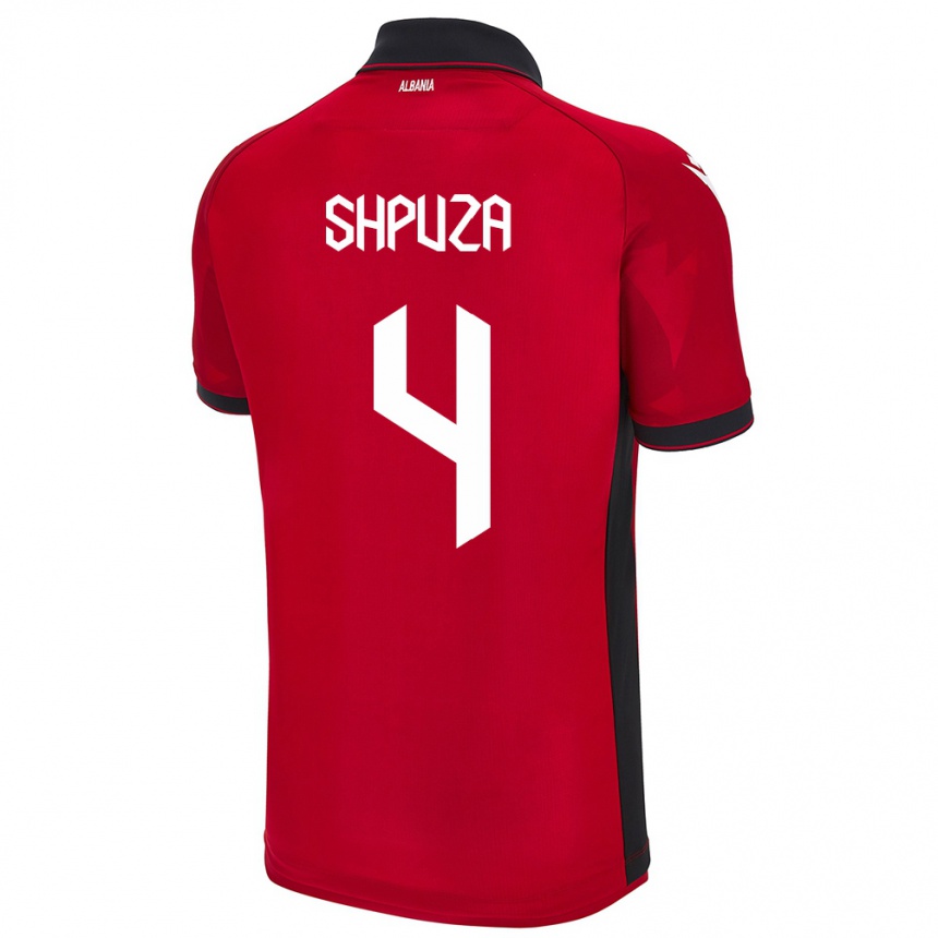 Niño Fútbol Camiseta Albania Kleo Shpuza #4 Rojo 1ª Equipación 24-26 Argentina