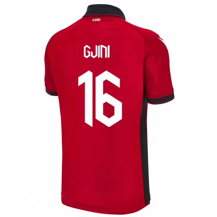 Niño Fútbol Camiseta Albania Luçije Gjini #16 Rojo 1ª Equipación 24-26 Argentina