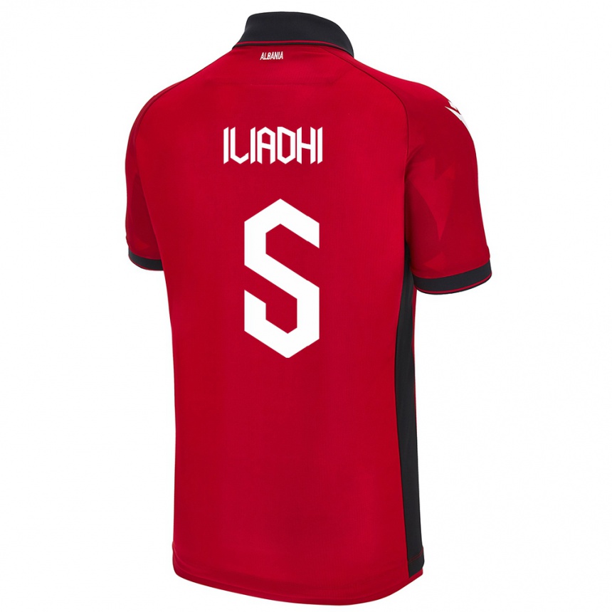 Niño Fútbol Camiseta Albania Aglia Iliadhi #5 Rojo 1ª Equipación 24-26 Argentina