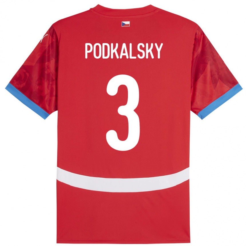 Niño Fútbol Camiseta Chequia Jakub Podkalsky #3 Rojo 1ª Equipación 24-26 Argentina