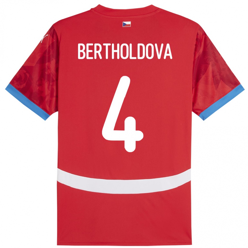 Niño Fútbol Camiseta Chequia Petra Bertholdová #4 Rojo 1ª Equipación 24-26 Argentina