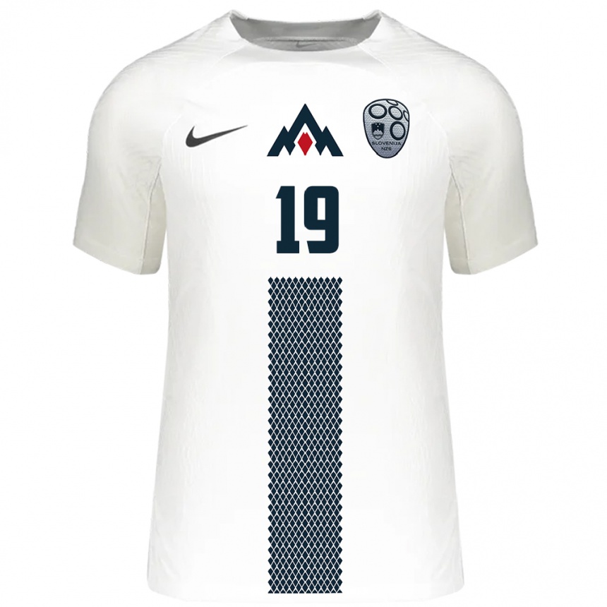 Niño Fútbol Camiseta Eslovenia David Jereb #19 Blanco 1ª Equipación 24-26 Argentina