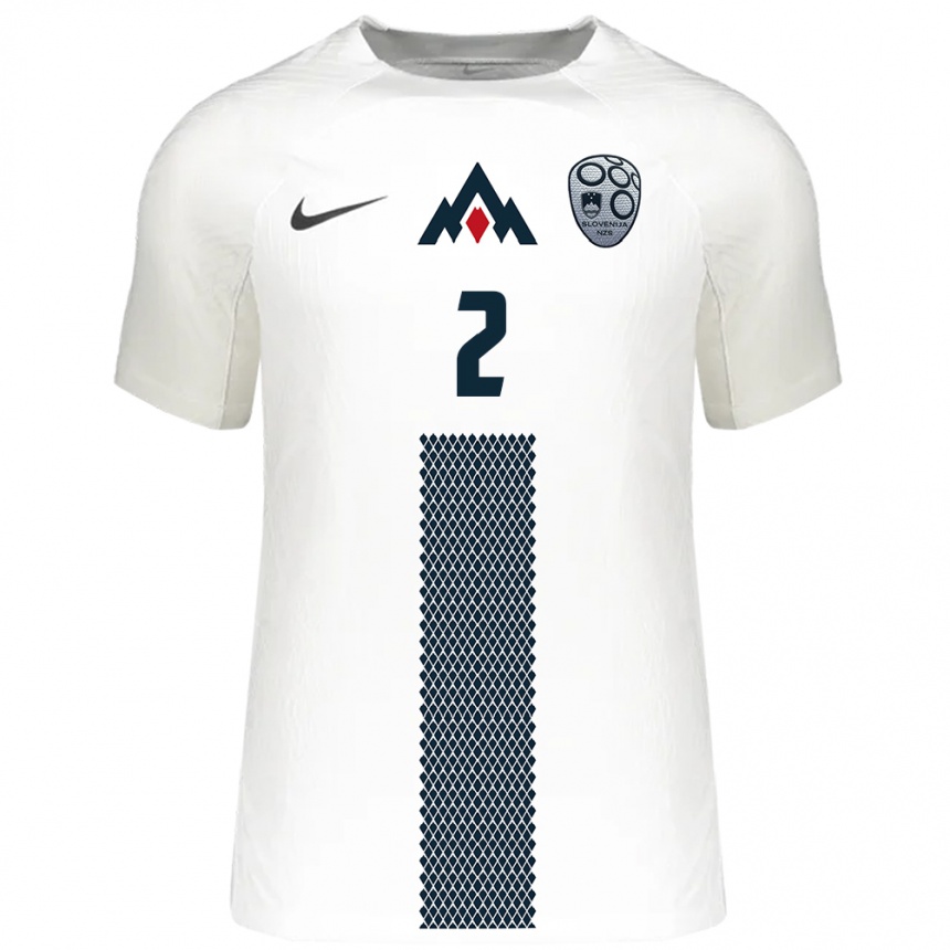 Niño Fútbol Camiseta Eslovenia Zan Karnicnik #2 Blanco 1ª Equipación 24-26 Argentina