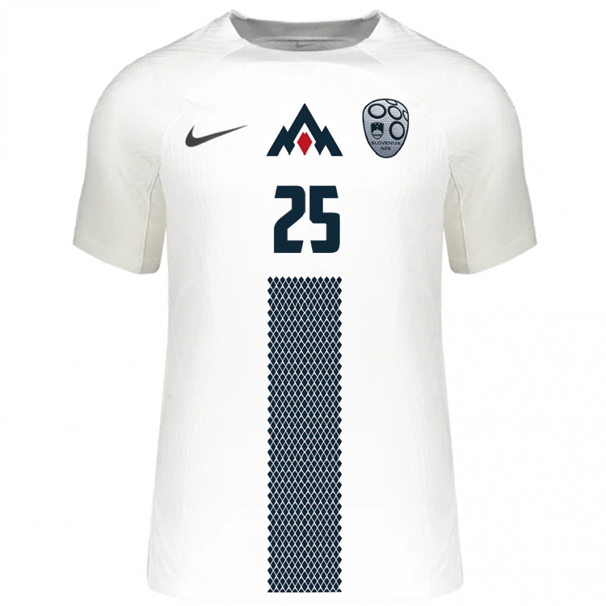 Niño Fútbol Camiseta Eslovenia Adrian Zeljkovic #25 Blanco 1ª Equipación 24-26 Argentina