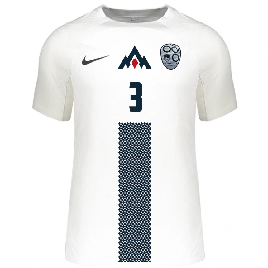 Niño Fútbol Camiseta Eslovenia Nejc Ajhmajer #3 Blanco 1ª Equipación 24-26 Argentina