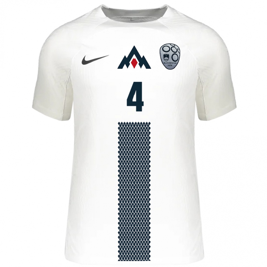 Niño Fútbol Camiseta Eslovenia Miha Blazic #4 Blanco 1ª Equipación 24-26 Argentina