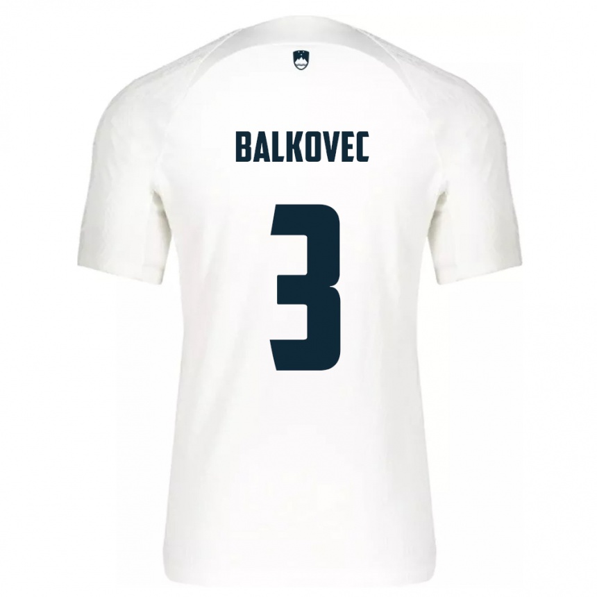 Niño Fútbol Camiseta Eslovenia Jure Balkovec #3 Blanco 1ª Equipación 24-26 Argentina