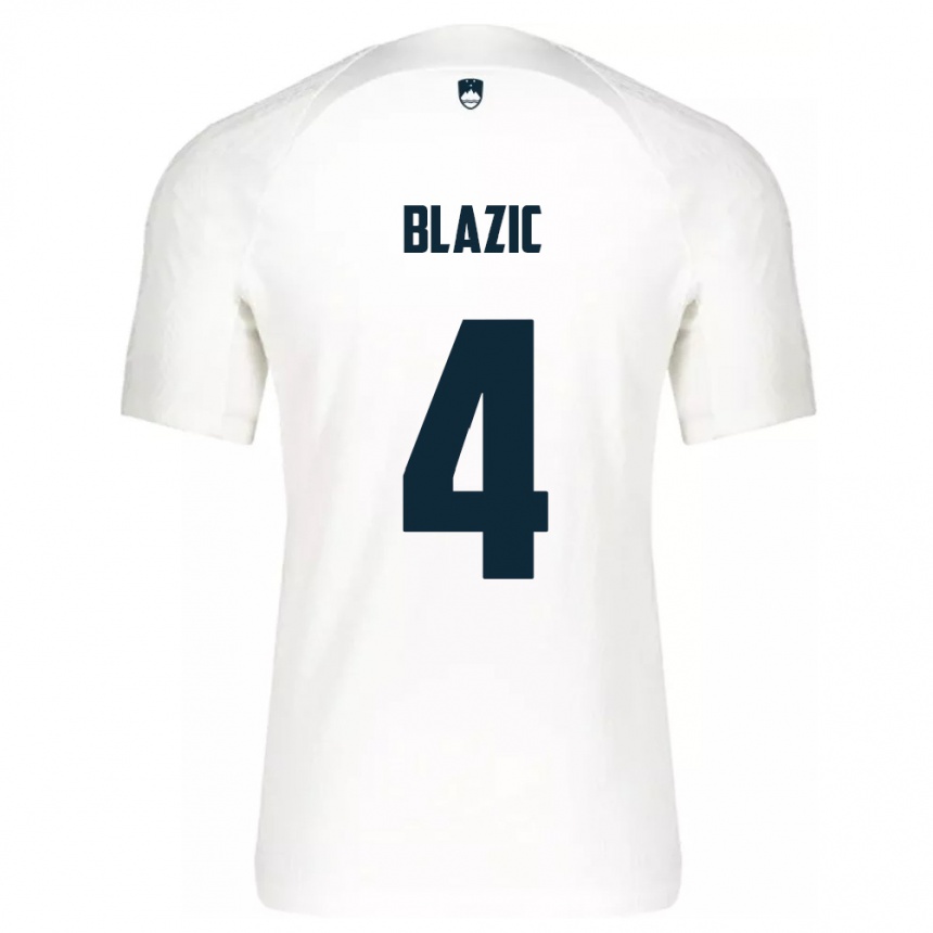 Niño Fútbol Camiseta Eslovenia Miha Blazic #4 Blanco 1ª Equipación 24-26 Argentina