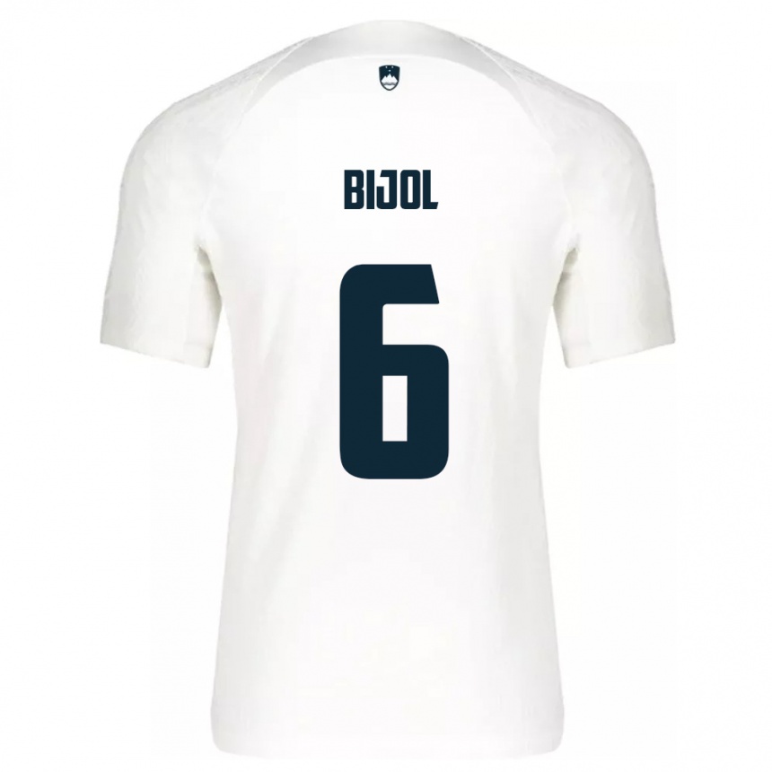 Niño Fútbol Camiseta Eslovenia Jaka Bijol #6 Blanco 1ª Equipación 24-26 Argentina