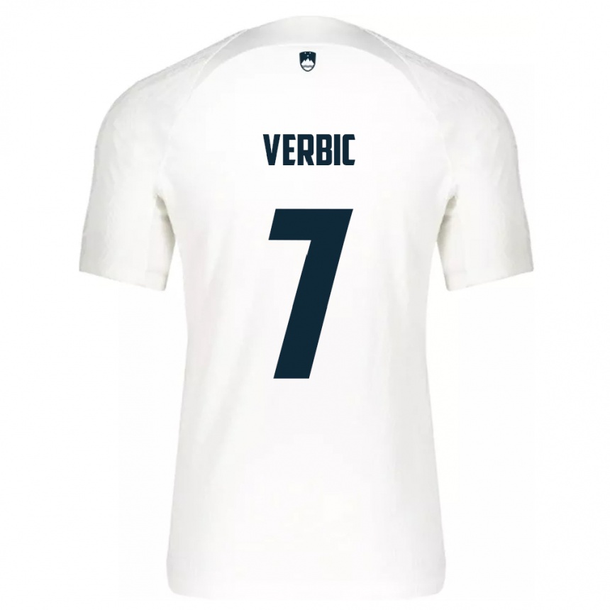 Niño Fútbol Camiseta Eslovenia Benjamin Verbic #7 Blanco 1ª Equipación 24-26 Argentina