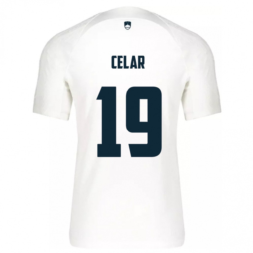 Niño Fútbol Camiseta Eslovenia Zan Celar #19 Blanco 1ª Equipación 24-26 Argentina