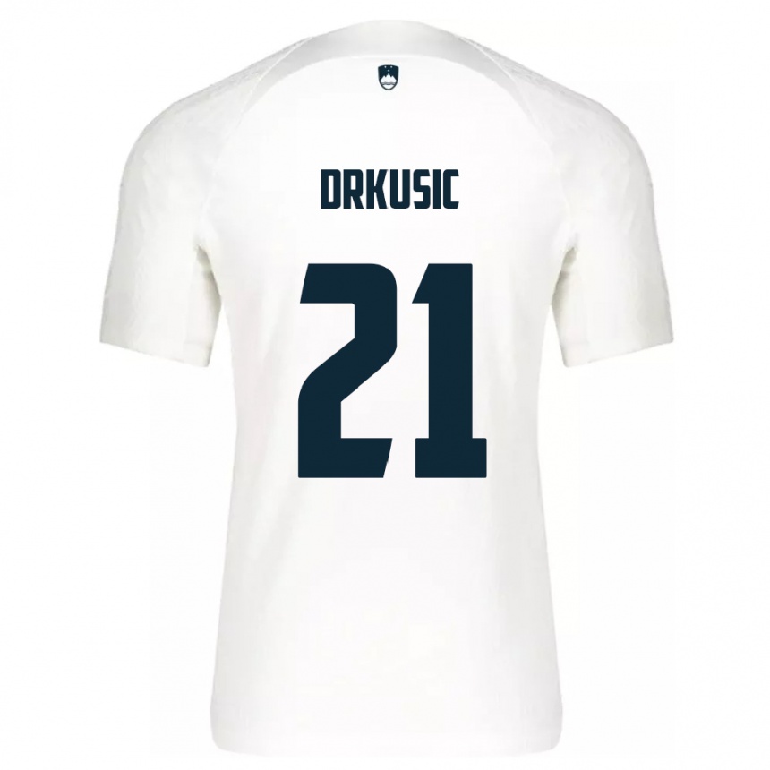 Niño Fútbol Camiseta Eslovenia Vanja Drkusic #21 Blanco 1ª Equipación 24-26 Argentina