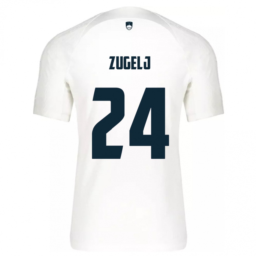 Niño Fútbol Camiseta Eslovenia Nino Zugelj #24 Blanco 1ª Equipación 24-26 Argentina