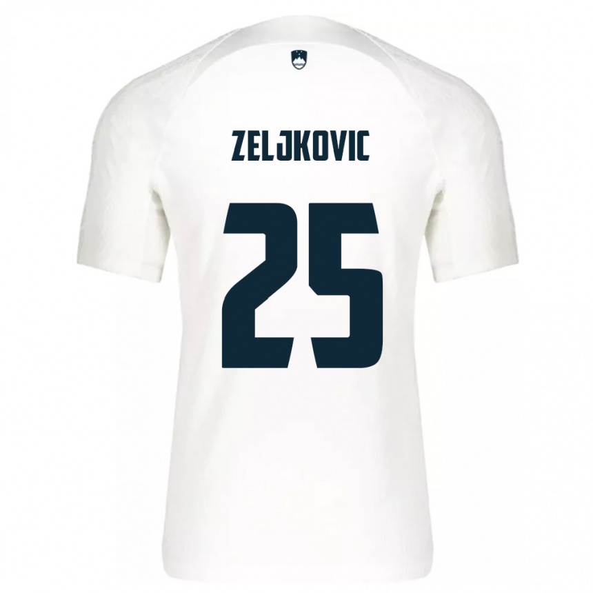 Niño Fútbol Camiseta Eslovenia Adrian Zeljkovic #25 Blanco 1ª Equipación 24-26 Argentina