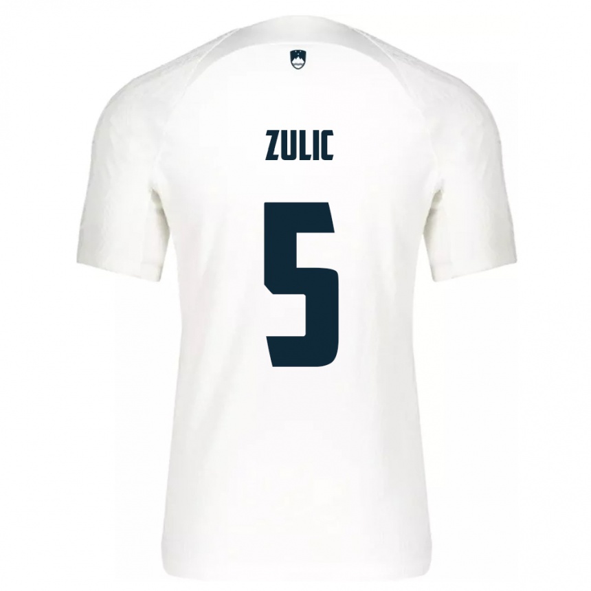 Niño Fútbol Camiseta Eslovenia Anel Zulic #5 Blanco 1ª Equipación 24-26 Argentina