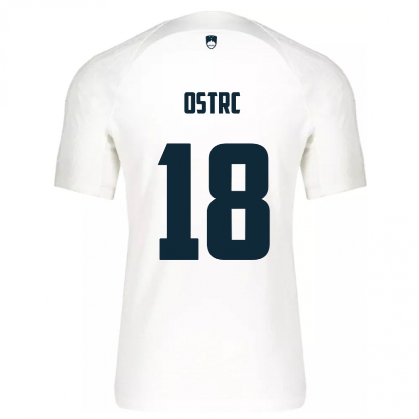 Niño Fútbol Camiseta Eslovenia Enrik Ostrc #18 Blanco 1ª Equipación 24-26 Argentina