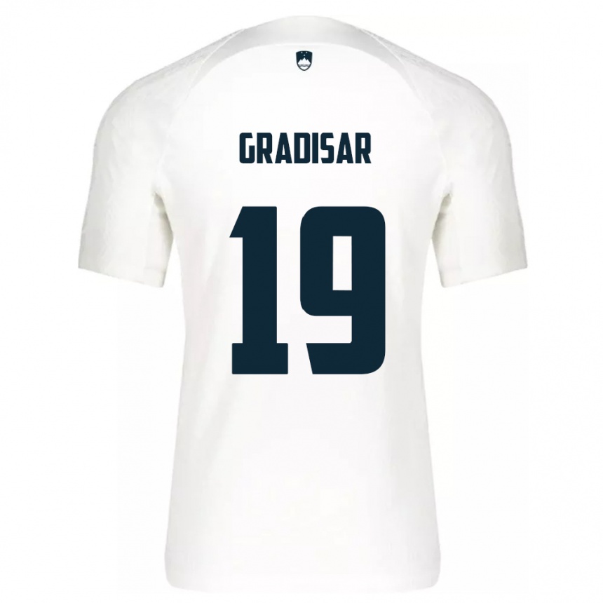 Niño Fútbol Camiseta Eslovenia Nejc Gradisar #19 Blanco 1ª Equipación 24-26 Argentina