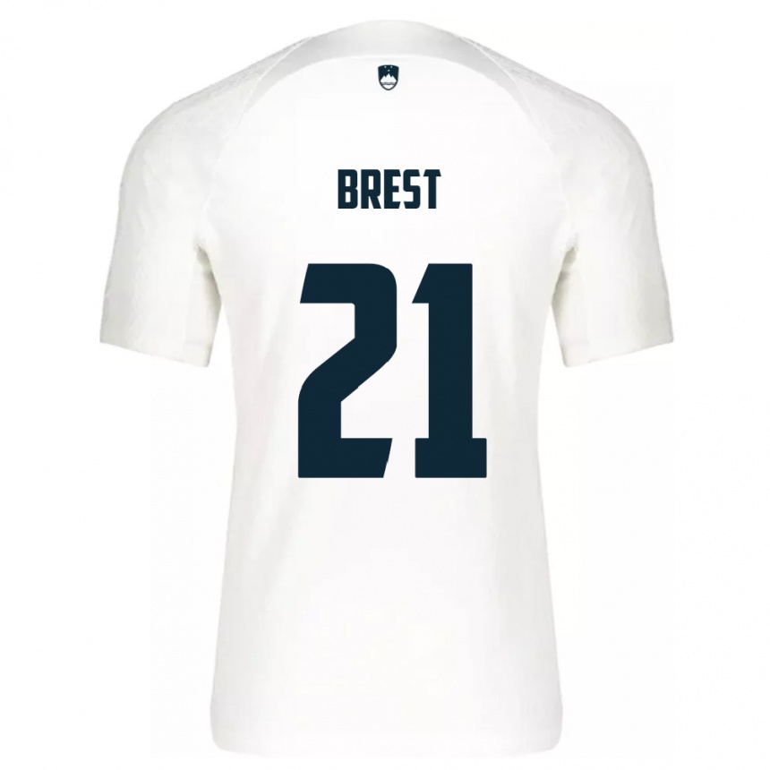 Niño Fútbol Camiseta Eslovenia Marko Brest #21 Blanco 1ª Equipación 24-26 Argentina