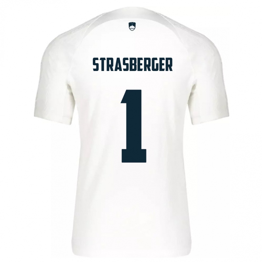 Niño Fútbol Camiseta Eslovenia Tim Strasberger #1 Blanco 1ª Equipación 24-26 Argentina